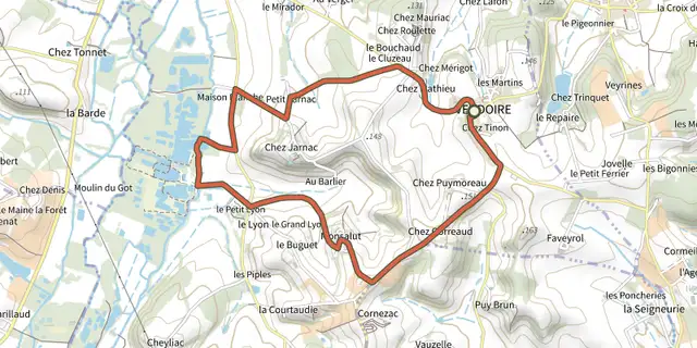 The Boucle de Vendoire track on the IGN map