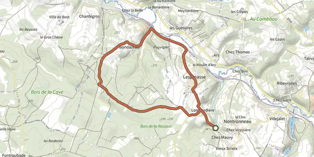 The Boucle de Mauvy track on the IGN map