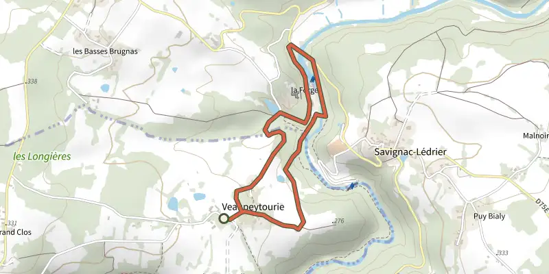 Carte du tracé de SityTrail - B2 boucle SUP St Mesmin sur le Plan IGN, départ et points de passage numérotés