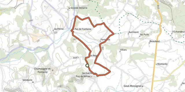 The Boucle de Fontaines track on the IGN map