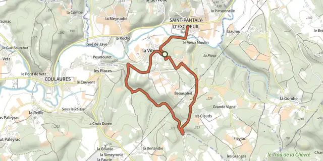The Boucle des Causses Verts track on the IGN map