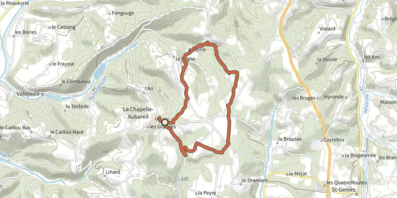 Map of the Boucle de l'Albaroise track on the IGN map, with the start and numbered waypoints