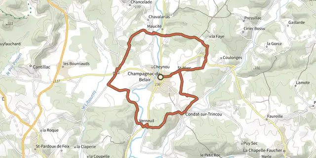The Boucle Dronne et Trincou track on the IGN map