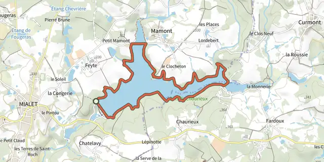 The Boucle du Plan d'eau de Miallet track on the IGN map