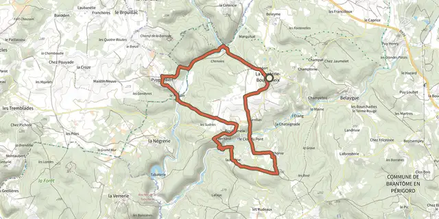 Tracé de Boucle de La Gonterie Boulounieix sur le Plan IGN