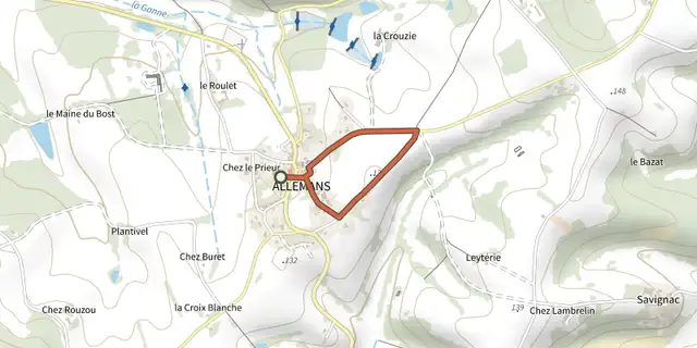 The Boucle du village track on the IGN map