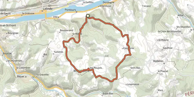 Tracé de Boucle de Pontours sur le Plan IGN
