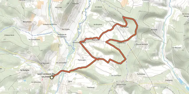 Tracé de Balade des 3 villages sur le Plan IGN