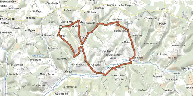 Tracé de Boucle du Caudeau sur le Plan IGN