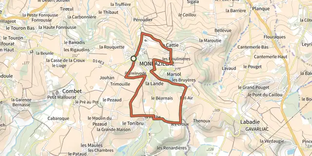 The Boucle de Monbazillac track on the IGN map