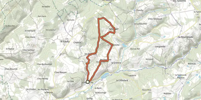 Tracé de Boucle de Soudat sur le Plan IGN