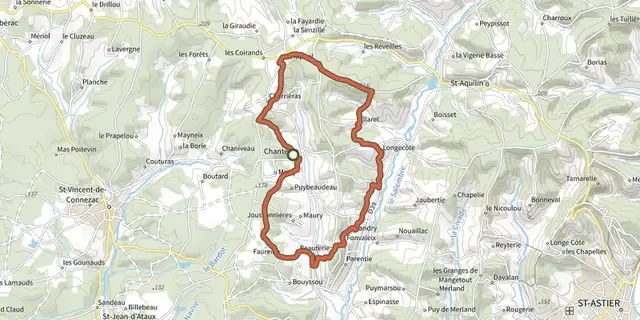 Tracé de Boucle des hameaux sur le Plan IGN