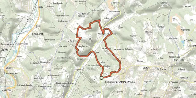 Tracé de Boucle de Borie Brut sur le Plan IGN