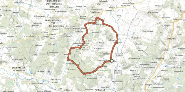 The Boucle de Festalemps track on the IGN map