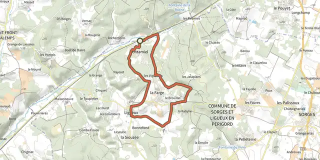 The Boucle Ronde Abbatiale track on the IGN map