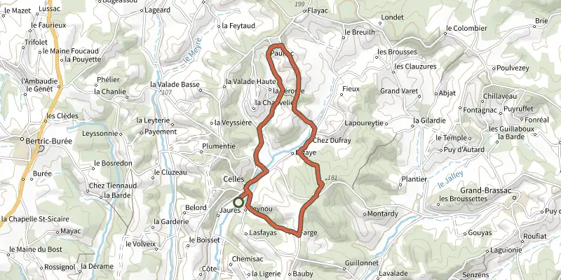 Map of the Boucle de l'Etang track on the IGN map, with the start and numbered waypoints