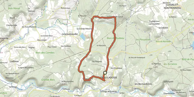 Tracé de Boucle de Rudeau-Ladosse sur le Plan IGN
