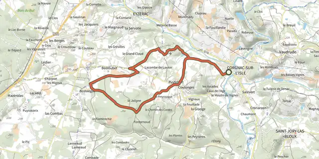 The Boucle de Puyfebert track on the IGN map