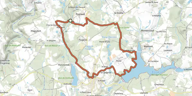 Tracé de Boucle des Genets et des Pervenches sur le Plan IGN