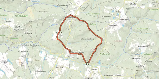 The Boucle de la Lidoire track on the IGN map