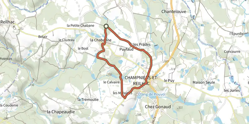 Map of the Boucle de l'Albine track on the IGN map, with the start and numbered waypoints