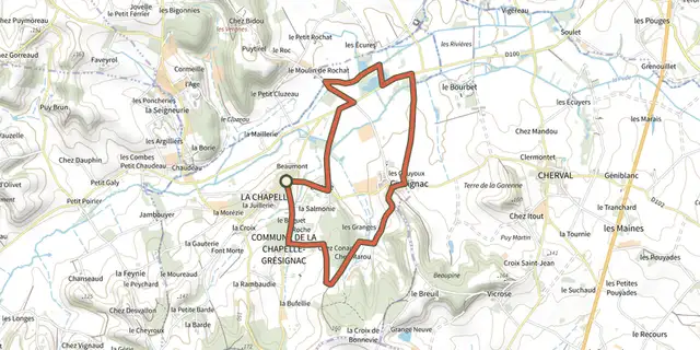The Boucle de la Chapelle-Grésignac track on the IGN map