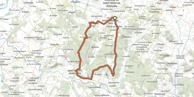 The Boucle de St Privat des Pres track on the IGN map