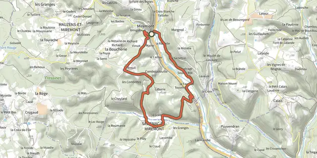Tracé de Boucle de Combejadouille sur le Plan IGN