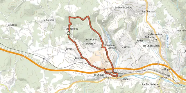 The Boucle de la Vallée du Douime track on the IGN map