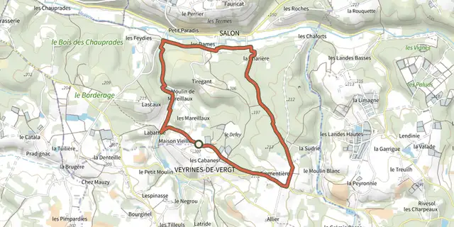 Tracé de Boucle du Chemin Buissonnier sur le Plan IGN