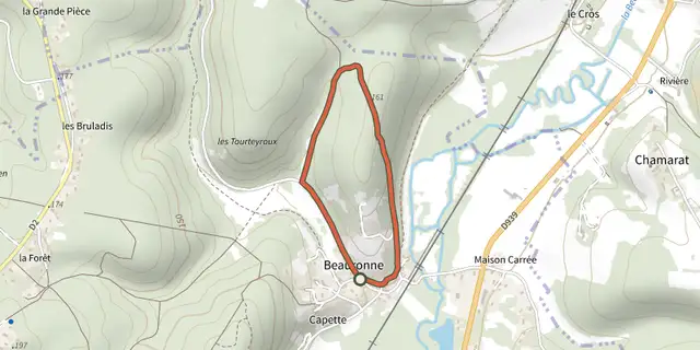 Tracé de Boucle de Beauronne sur le Plan IGN