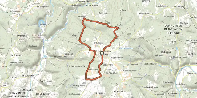 Tracé de Boucle de Saint-Julien de Bourdeilles sur le Plan IGN