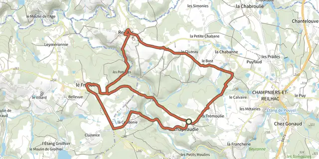The Boucle des Templiers track on the IGN map