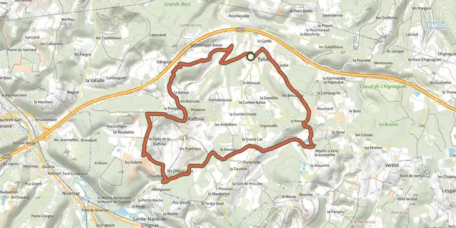 Tracé de Boucle d'Eyliac sur le Plan IGN