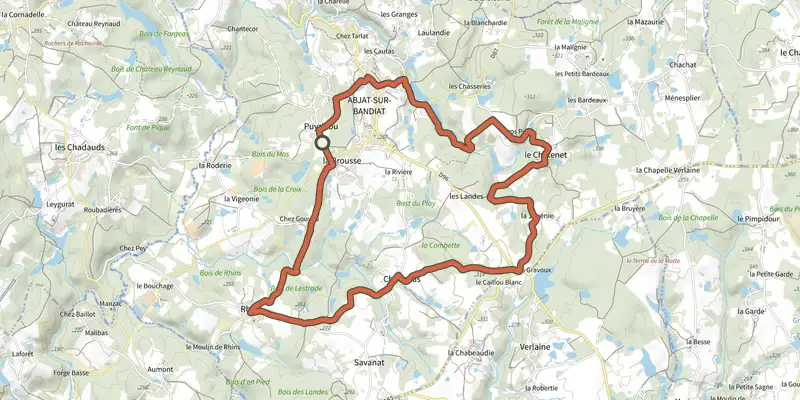 Map of the Boucle de la Martre track on the IGN map, with the start and numbered waypoints