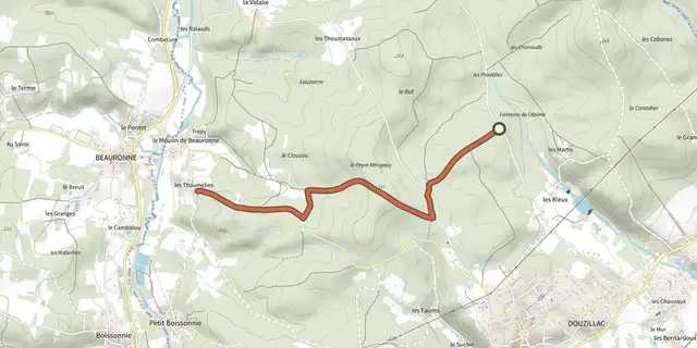 Tracé de Variante boucle - Randonnée des sources sur le Plan IGN