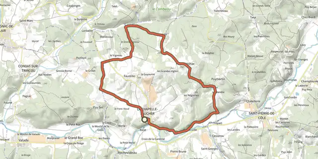 The Boucle de La Chapelle Faucher track on the IGN map