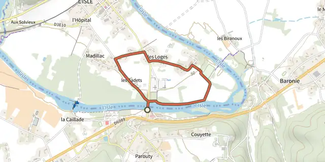 The Boucle des Loges track on the IGN map