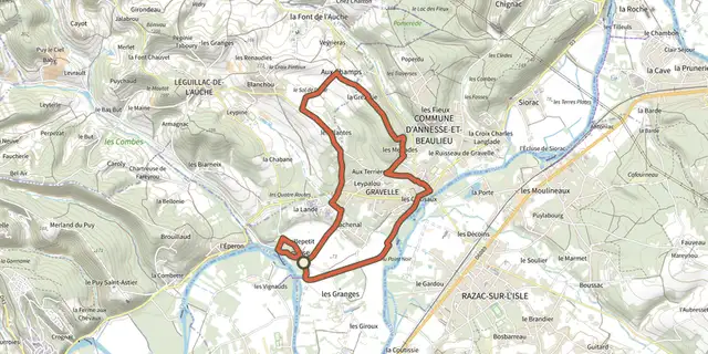 The Boucle du Moulin d'annesse track on the IGN map