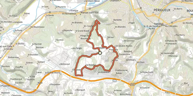 Tracé de Boucle des Bois et Demeures sur le Plan IGN