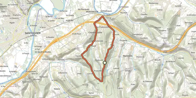 Tracé de Boucle des truffières sur le Plan IGN