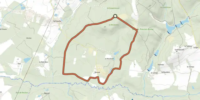 The Boucle de Trousse Brune track on the IGN map