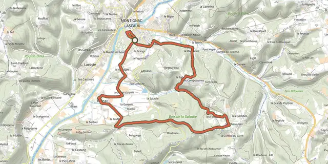 Tracé de Boucle du Bois de la Saladie (version courte) sur le Plan IGN