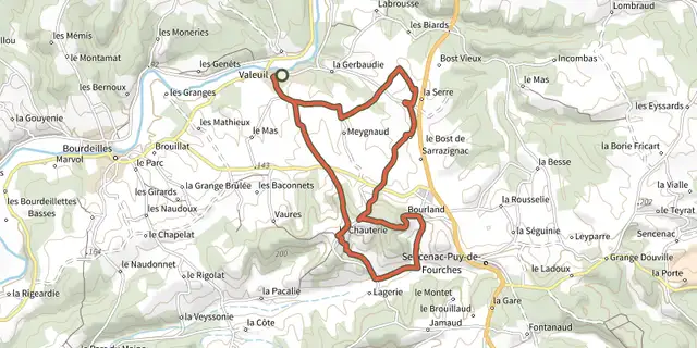Tracé de Boucle de Valeuil sur le Plan IGN