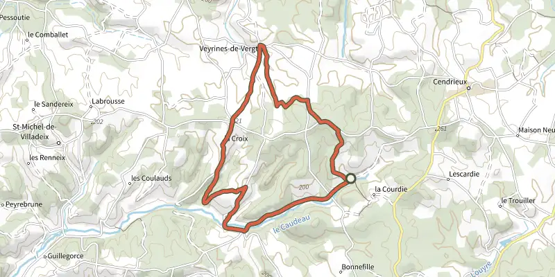 Map of the Boucle du 45ème Parallèle track on the IGN map, with the start and numbered waypoints