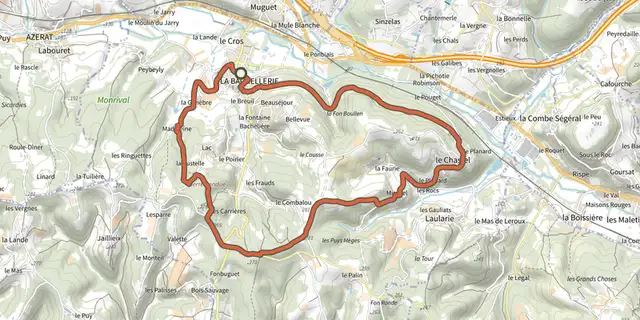 Tracé de Boucle autour de la Bachellerie sur le Plan IGN