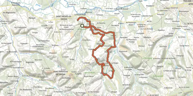 The Boucle des Fontaines track on the IGN map