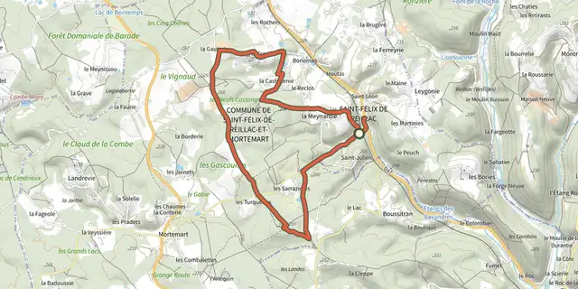Tracé de Boucle de Saint-Félix (version courte) sur le Plan IGN
