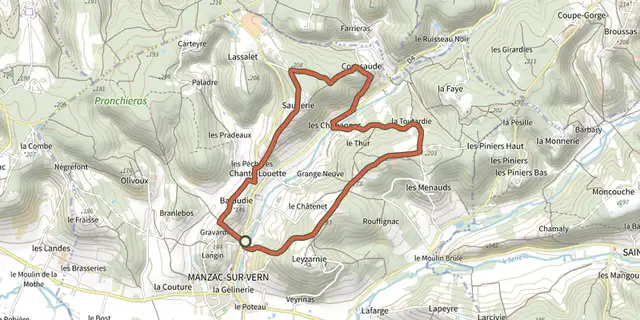 The Boucle de Chabannes track on the IGN map