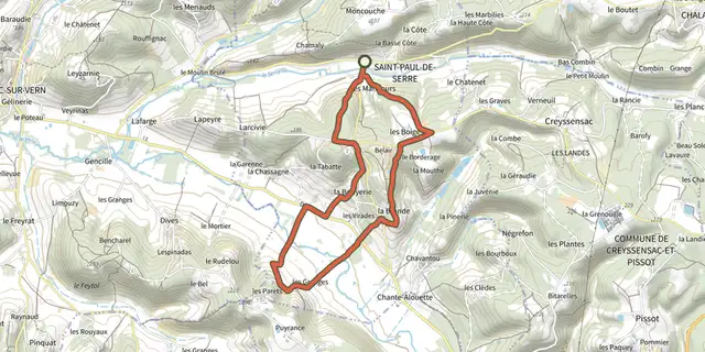Tracé de Boucle des Mangours sur le Plan IGN